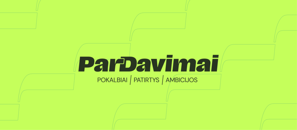 Green cover image for ParDavimai podcast.